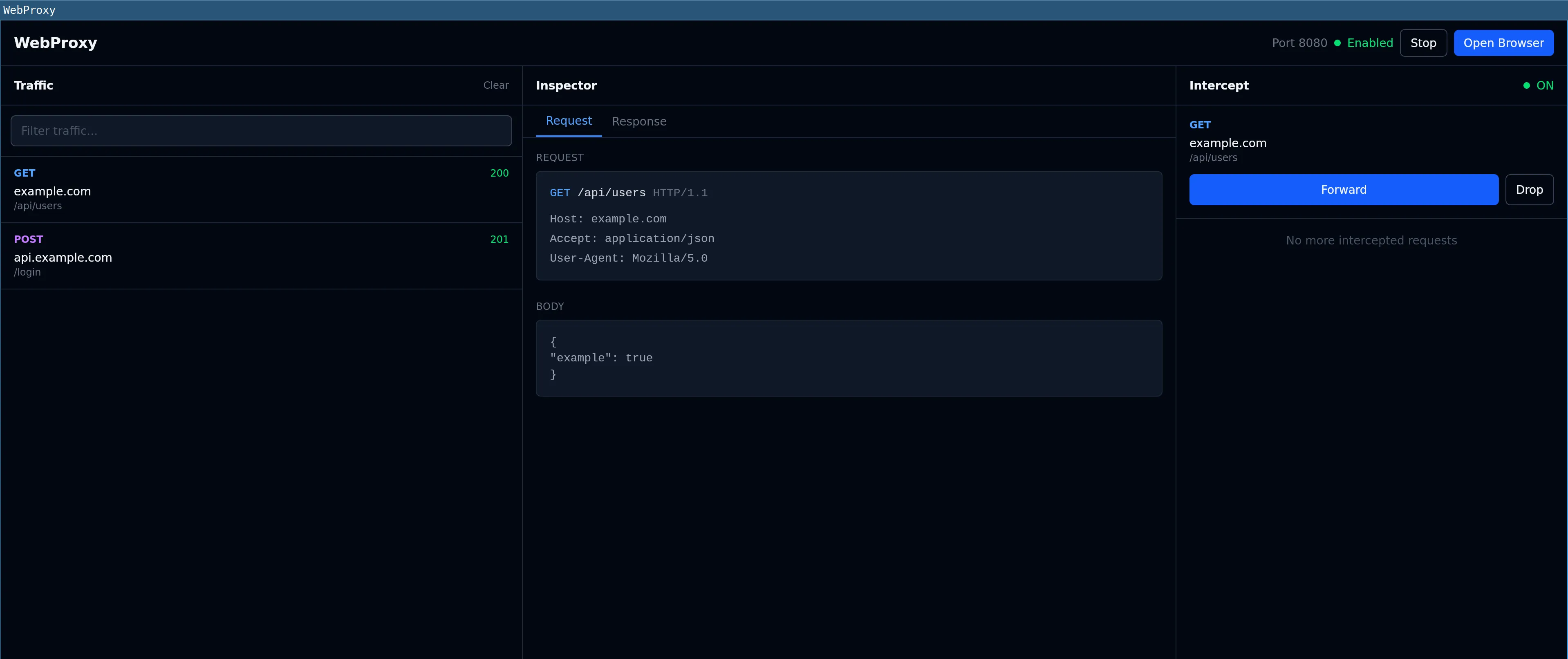 Screenshot of GUI